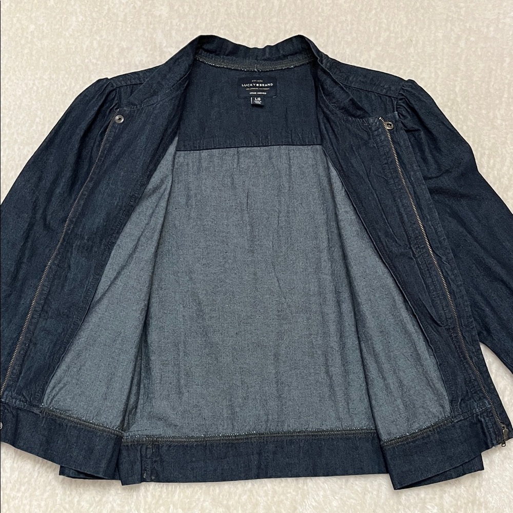 Lucky Brand True Indigo Bomber Denim Bomber Jacket - Picture 12 of 14